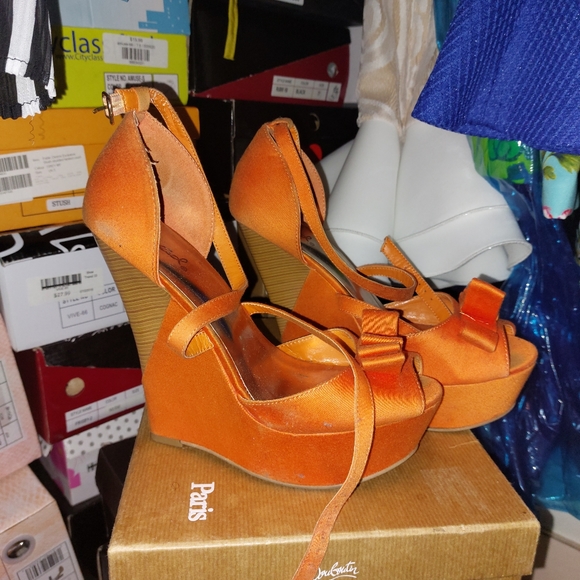 Orange Wedge Shoes - Picture 2 of 3